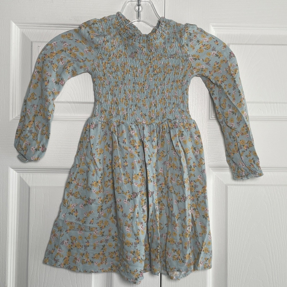 Biscotti Collezioni Toddler‎ 4T Blue FLoral Dress Smocked Cottagecore
